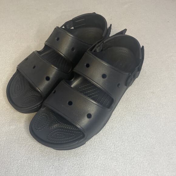 Crocs Classic All-Terrain Sandals Black Unisex size 12 Two-Strap Hook & Loop